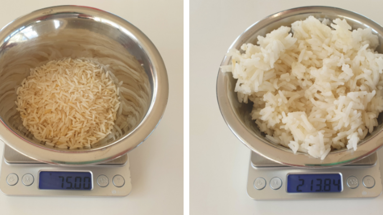 rice cooked vs uncooked